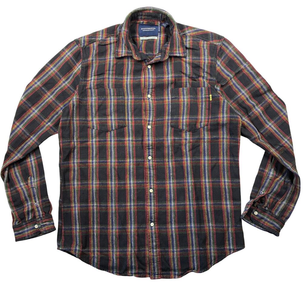 Scotch & Soda Shirt Mens XL Multicolor Plaid Long Sleeve Button Up Relaxed Fit
